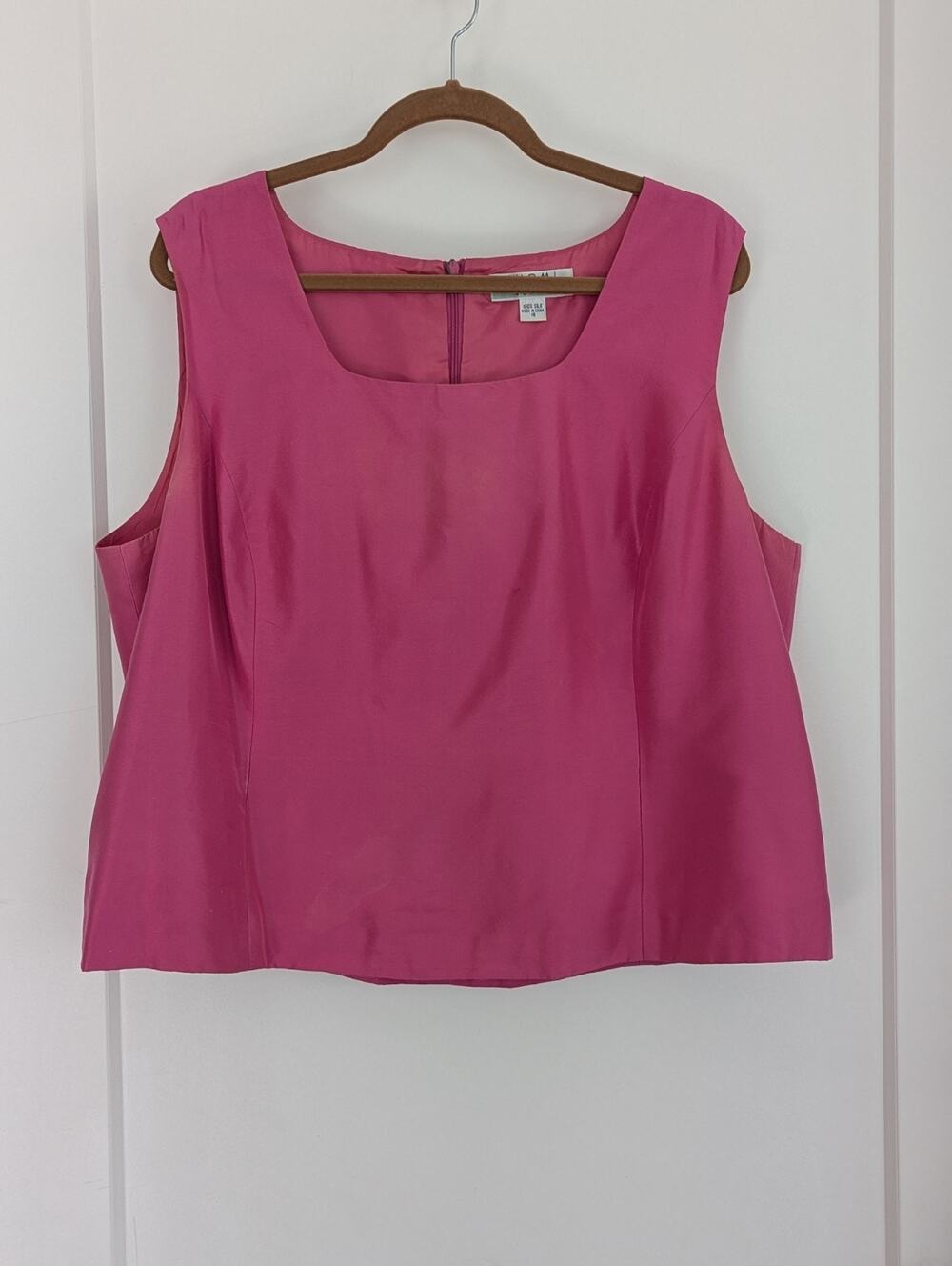 Shomi By Miller Shor Women Sz18 100% Silk Pink Sleeveless Blouse 90s Minimalist
